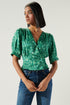 Gwendolyn Snake Print Puff Sleeve Peplum Blouse